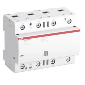 ABB ESB100-40N-06 installációs kontaktor 100A névleges árammal és 230V AC/DC vezérléssel, megbízható megoldás elosztókba és épületautomatizáláshoz.