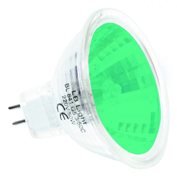 Halogén izzó zöld 50W 12V G5.3 MR16 a gyártó LB Light.