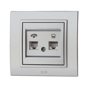 ELBI Zena Silverline számítógép és telefon csatlakozó aljzat szürke.