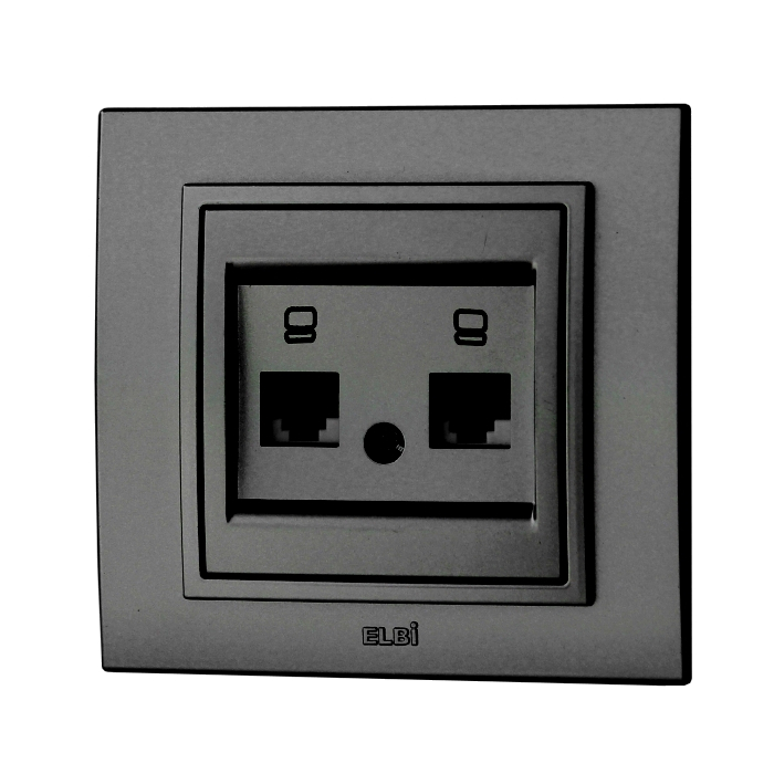 ELBI Zena Silverline számítógép dupla csatlakozó aljzat konnektor 2xRJ45 Cat.6 UTP fekete.