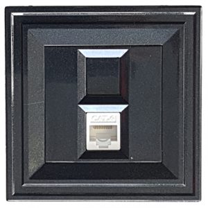 LB Light Classic gyöngyház fekete RJ45 CAT3 telefon csatlakozóaljzat, elegáns dizájn, tartós polikarbonátból, IP21 védelemmel