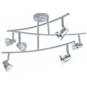 LB Light GU10 spotlámpa króm szatén kivitelben, 6x40W teljesítménnyel, 220–240V hálózathoz. Modern és elegáns világítás nagyobb helyiségekhez.