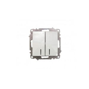 ELBI kettős kapcsoló jelzőfénnyel modul mechanizmus és fedél keret nélkül fehér.