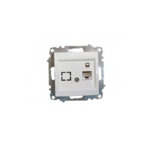 ELBI fehér RJ45 számítógép csatlakozóaljzat modul keret nélküli, kompatibilis a színes ZENA és VEGA sorozat keretekkel