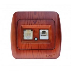 ELBI Zirve Woodline számítógép és telefon csatlakozóaljzat szin cseresznye.