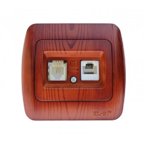 ELBI Zirve Woodline számítógép és telefon csatlakozóaljzat szin cseresznye.