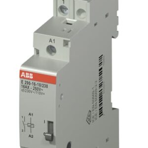 ABB E290 impulzus relé DIN sínre szerelhető kivitelben, 16A terhelhetőséggel, 230V AC / 110V DC vezérléssel, világítási és vezérlési áramkörökhöz.