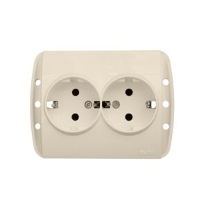ELBI Zirve dupla aljzat / dugalj krém 2x2P+E 16A 250V (szárnyak nélkül – a keret díszítő kupakjai)