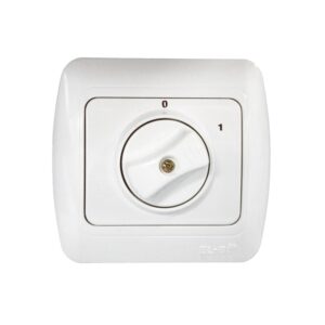 ELBI Tuna Fix kétpólusú kazánkapcsoló jelzőfénnyel 0/1 fehér, 25A, 230V, L+N DPST érintkezőrendszerrel, megbízható megoldás bojlerhez.