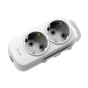 ELBI Myra 2-es elosztó, vezeték nélkül, fehér, 2 dugalj, műanyag házzal – kompakt, praktikus megoldás otthoni és irodai használatra.