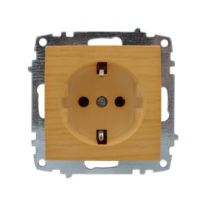 ELBI egyes aljzat / dugalj modul mechanizmus és fedél keret nélkül világos fa.