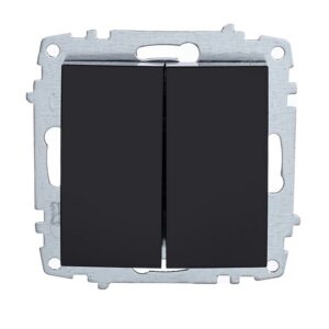 ELBI Zena Platin fekete kettős kapcsoló keret nélküli kivitelben. Modern megoldás vezérléséhez, kompatibilis színes keretekkel.
