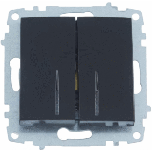 ELBI Zena Platin kettős kapcsoló jelzőfénnyel modul mechanizmus és fedél keret nélkül fekete.