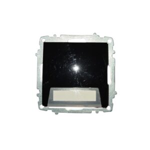 ELBI Zena Platin fekete csengő nyomógomb címkével, keret nélküli kivitelben. Rejtett szereléshez, 10A, 250V, kompatibilis a Zena Platin keretekkel.