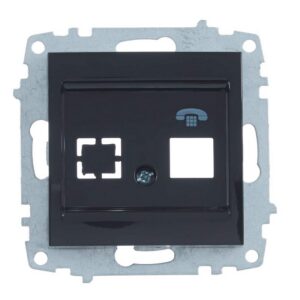 ELBI Zena Platin fekete RJ11 telefon aljzat Cat3, T568A/B, keret nélkül. Rejtett szereléshez, kompatibilis minden Zena Platin kerettel.