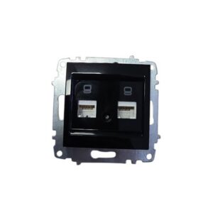 ELBI Zena Platin dupla RJ45 Cat6 számítógép aljzat, keret nélküli modul fekete kivitelben, kompatibilis minden Zena Platin kerettel.