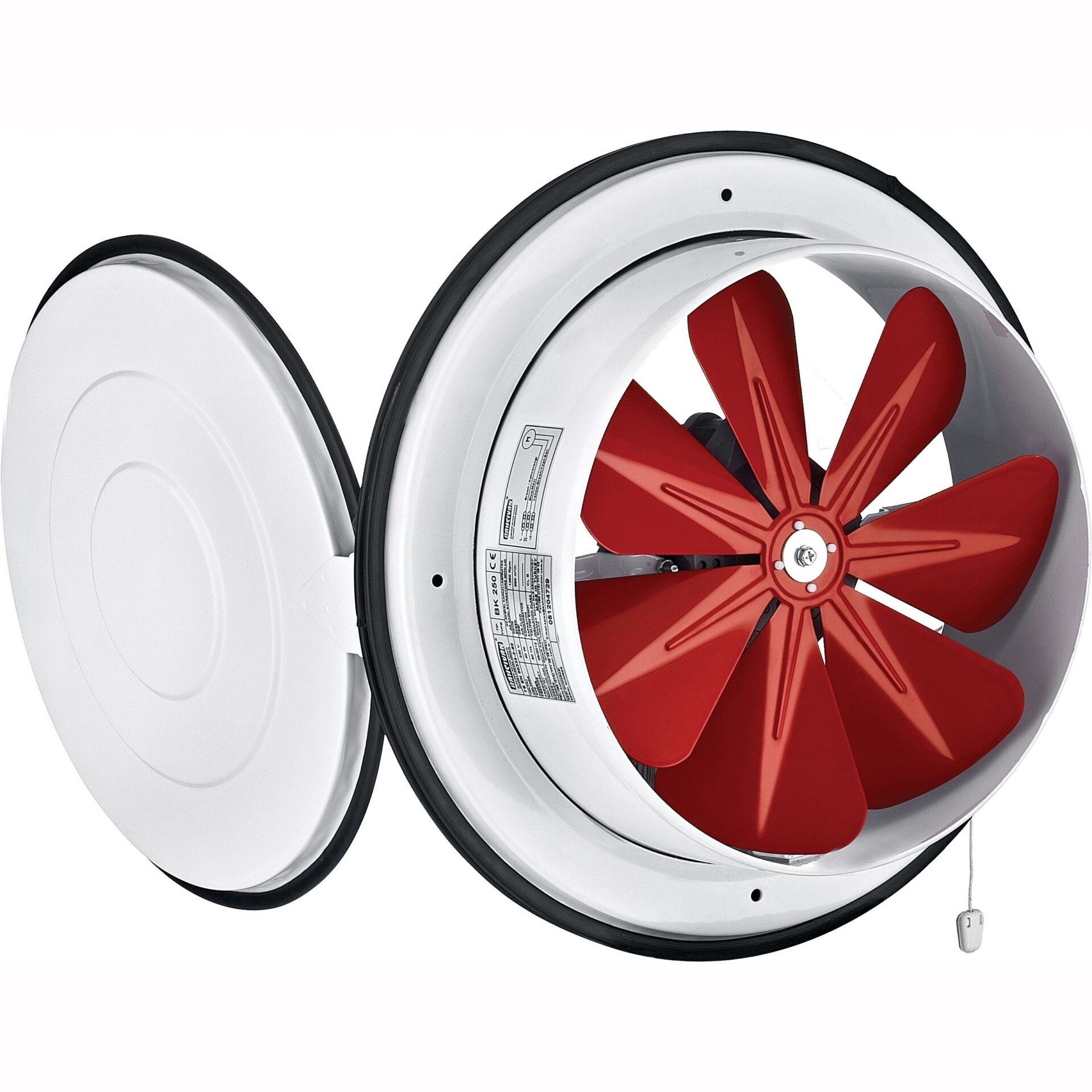 BVN BK-160 egyfázisú axiál ventilátor fedéllel 230V, 25W, 450 m3/h, 1450 rpm, 40db, IP44.