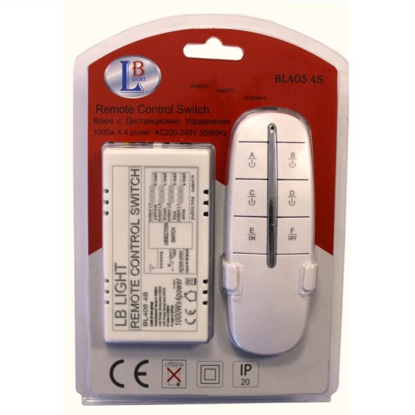 LB Light digitális rádiófrekvenciás távirányítós kapcsoló 4x1000W RF 4 Utas On/off.