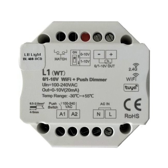 Smart WiFi+PUSH fényerőszabályzó modul DC 0-10V