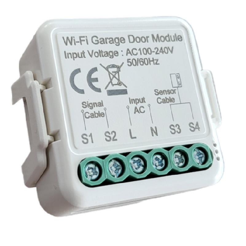 Okos Wi-Fi modul garázskapu vezérléshez, TUYA Smart alkalmazással, Alexa és Google Home kompatibilitással, 100–240V, IP20