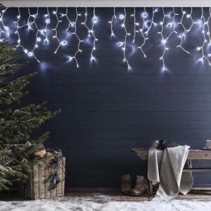 LB Light hideg fehér karácsonyi fényfüzér, 2,4 m hosszú, 192 LED, IP44 védettség, 15W teljesítmény, ideális beltéri és kültéri dekorációhoz.