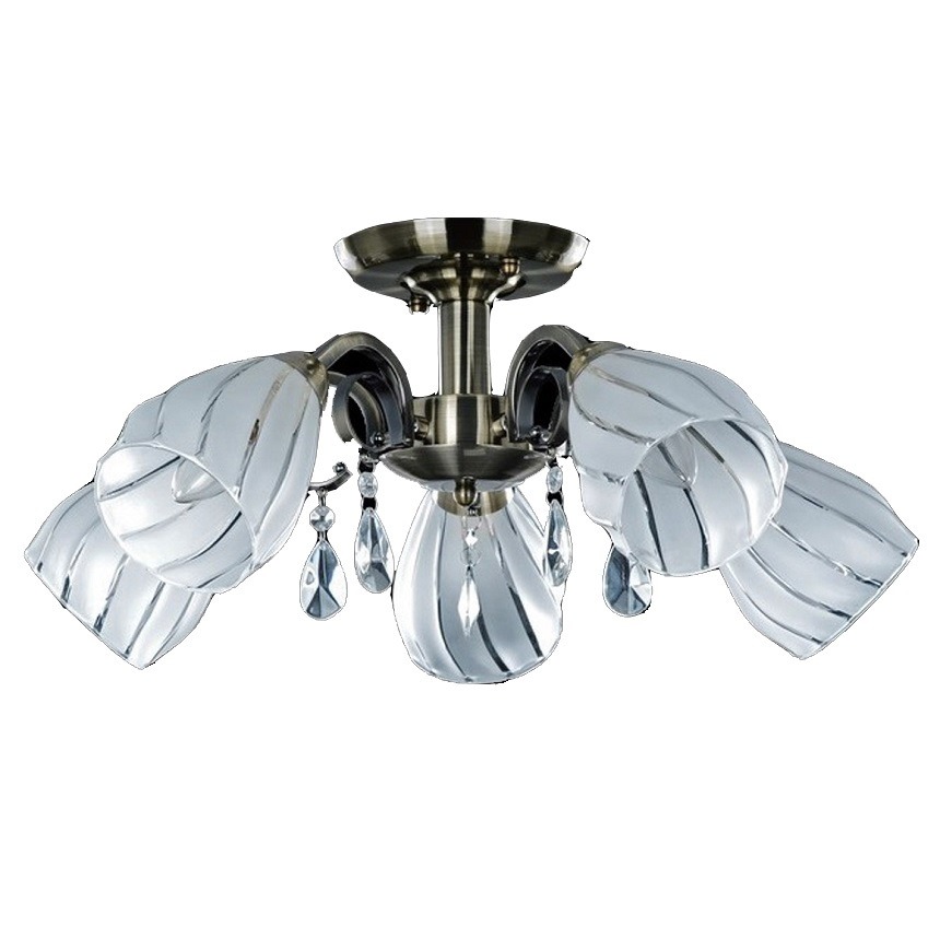 LB Light csillár E14 5x40W 220V antik fehér üveg.