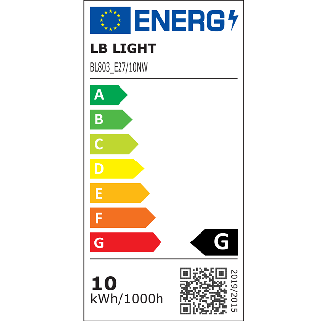 energiaosztály - LED izzó E27 10W A60 4000K 720lm
