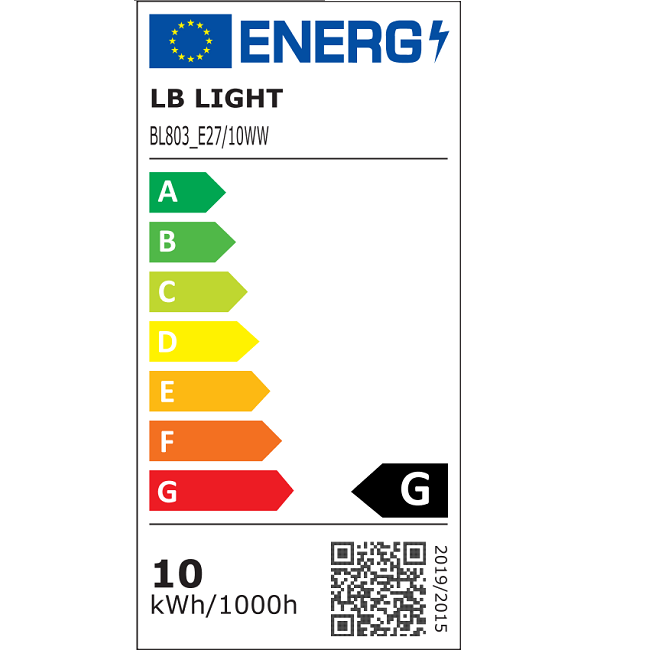 energiaosztály - LED SMD lámpa A60 E27 10W 3000K 806lm