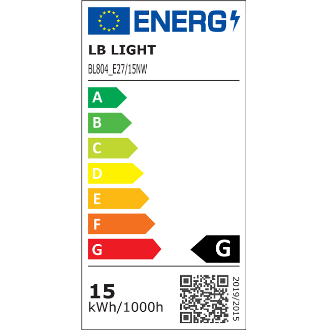 energiaosztály - LED izzó SMD A60 E27 15W 1200lm 4000K