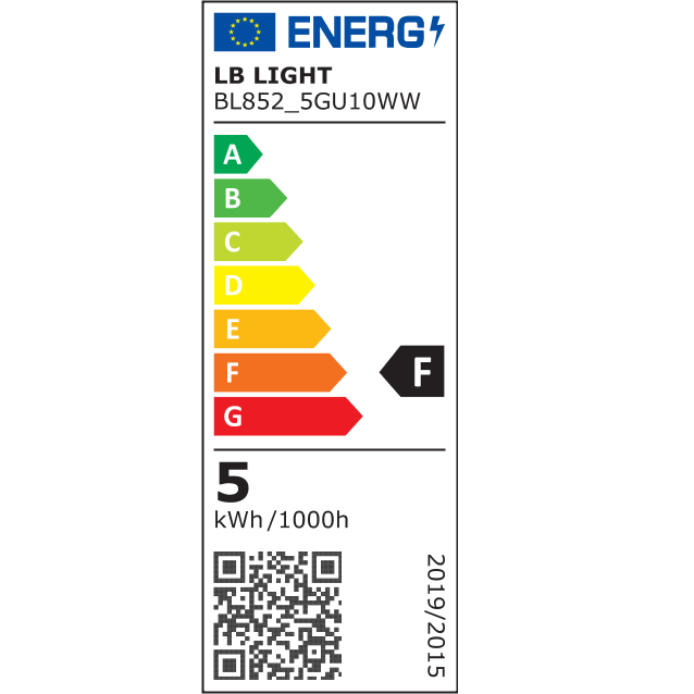 energiaosztály - LED SMD izzó GU10 5W 3000K 450Lm