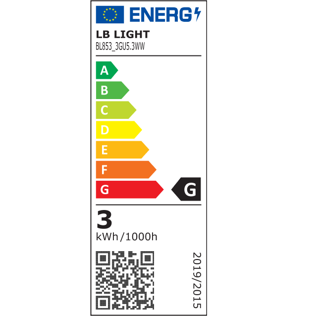 energiaosztály - LED SMD lámpa JCDR GU5.3 3W 3000K 210lm