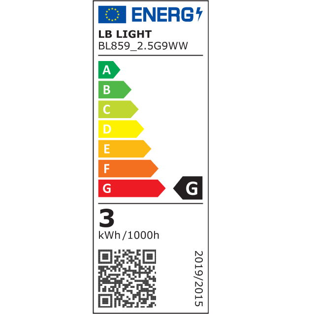 energiaosztály - LED izzó G9 2,5 W 3000 K 220 Lm