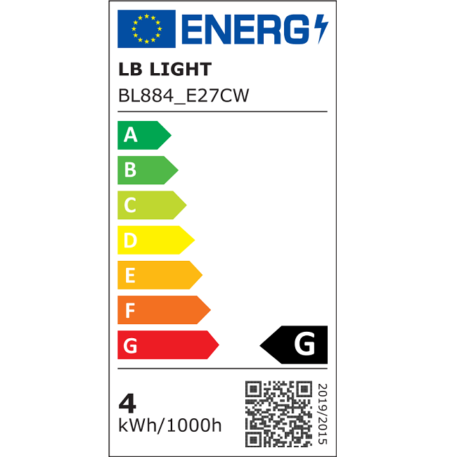 Energiaosztály - LED izzó A45 E27 4W 6000-6400K