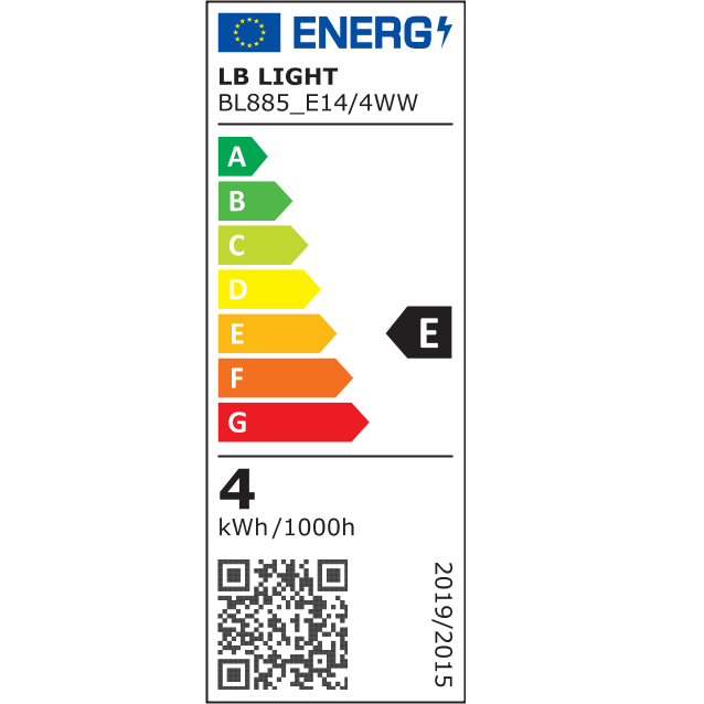 Energiaosztály - LED gyertyaizzó C35 E14 4W 3000K 480Lm
