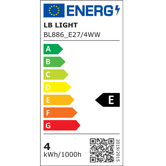 Energiaosztály - LED izzó G45 gömb alakú 220-240V E27 4W 3000K 480Lm