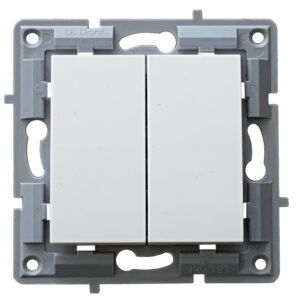 LB Light kettős váltókapcsoló modul mechanizmus és fedél keret nélkül fehér.