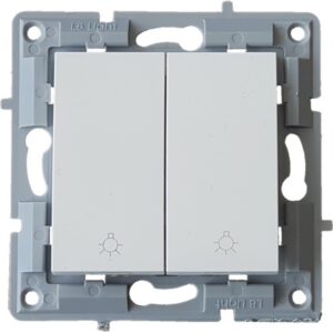 LB Light kettős nyomó lámpajel modul mechanizmus és fedél keret nélkül fehér.