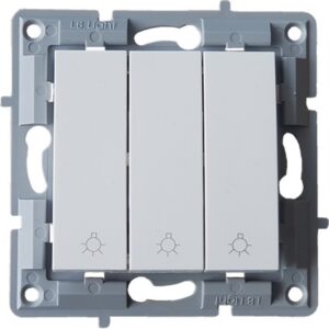 LB Light hármas nyomó lámpajel modul mechanizmus és fedél keret nélkül fehér.