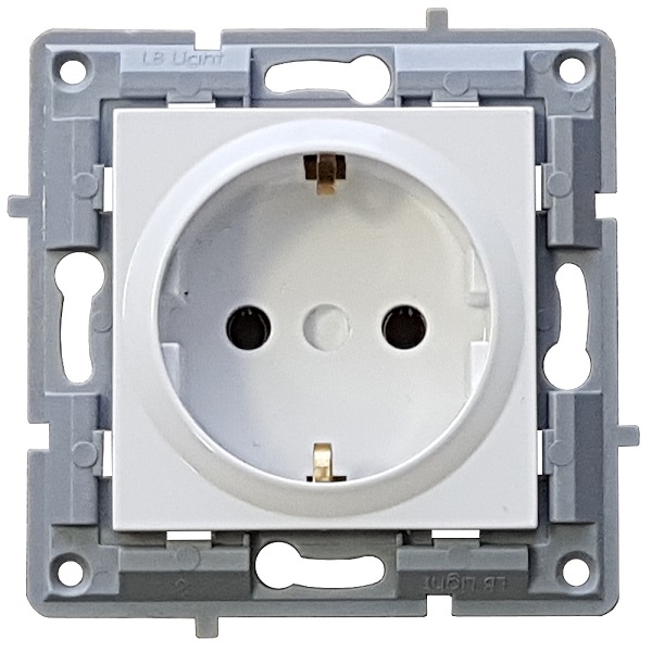 LB Light egyes aljzat / dugalj modul mechanizmus és fedél keret nélkül fehér színben.