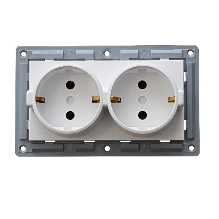 LB Light dupla aljzat / dugalj modul mechanizmus és fedél keret nélkül fehér.