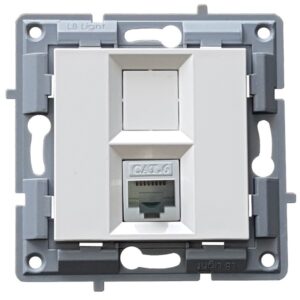 LB Light fehér számítógép csatlakozóaljzat modul keret nélküli kivitelben, kompatibilis a fehér és színes Classic és Softline keretekkel