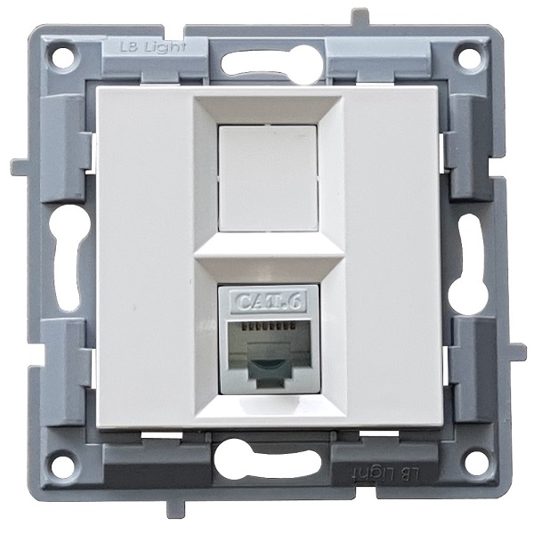 LB Light fehér számítógép csatlakozóaljzat modul keret nélküli kivitelben, kompatibilis a fehér és színes Classic és Softline keretekkel