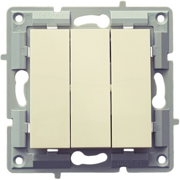 LB Light hármas kapcsoló modul mechanizmus és fedél keret nélkül krém.
