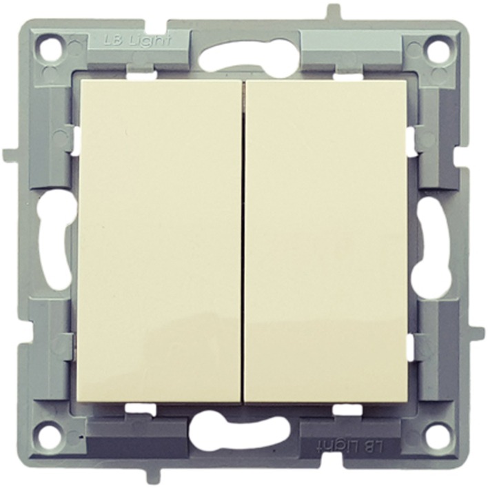 LB Light kettős váltókapcsoló modul mechanizmus és fedél keret nélkül krém.