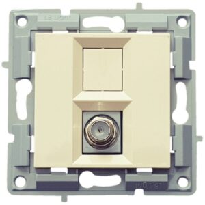 LB Light krém TV csatlakozóaljzat F-konnektor modullal, keret nélküli kivitelben, kompatibilis a fehér és színes Classic és Softline keretekkel