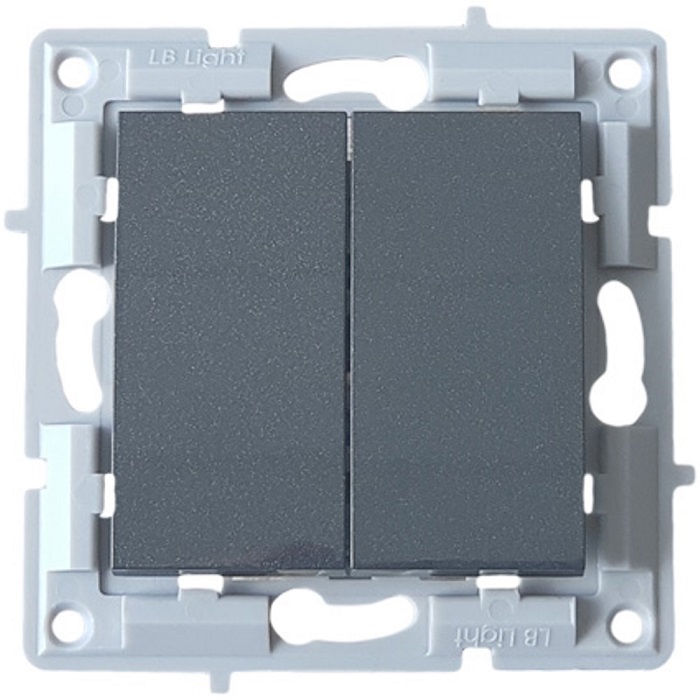 LB Light kettős kapcsoló modul mechanizmus és fedél keret nélkül gyöngyház fekete.