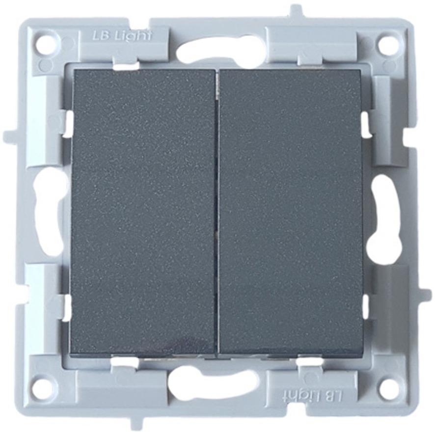 LB Light kettős váltókapcsoló modul mechanizmus és fedél keret nélkül fekete.