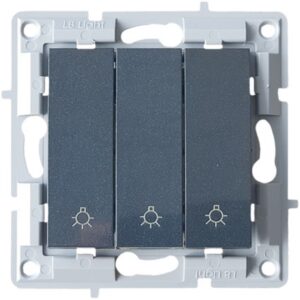 LB Light hármas nyomó lámpajel modul mechanizmus és fedél keret nélkül gyöngyház fekete.