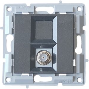 LB Light TV csatlakozó aljzat konnektor modul mechanizmus és fedél keret nélkül fekete