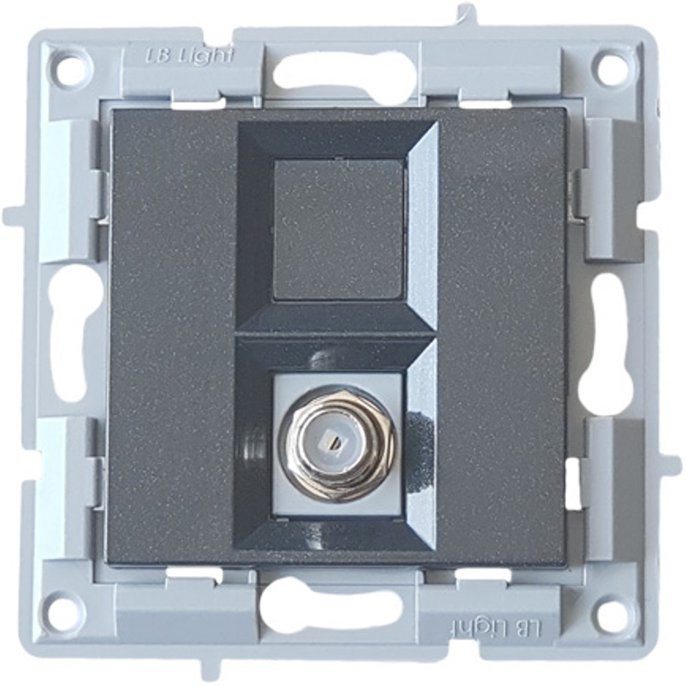 LB Light TV csatlakozó aljzat konnektor modul mechanizmus és fedél keret nélkül fekete